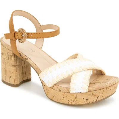 Kenneth Cole Reaction Women's Reeva Raffia Platform Dress Sandals In White Raffia