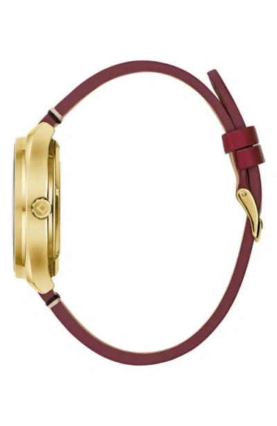 Bulova Frank Lloyd Mens Automatic Leather Strap Watch 97a192 In Burgundy