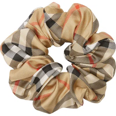 Burberry Check Pattern Scrunchie Hair Elastic In Sand