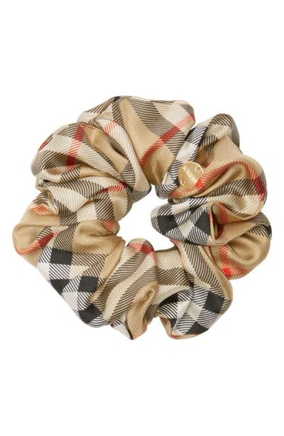 Burberry Check Pattern Scrunchie Hair Elastic In Sand