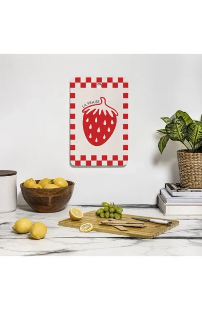 Deny Designs Strawberry Wood Cutting Board In Cream