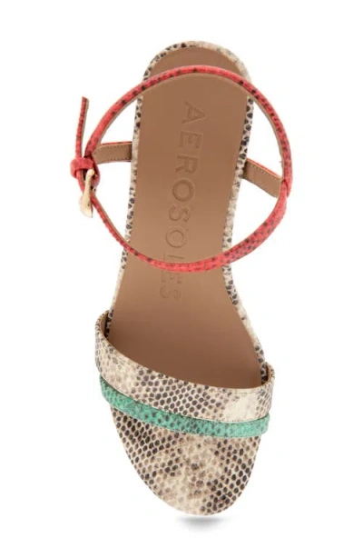 Aerosoles Women's Witt Round Toe Wedge Sandals In Multi Color Roccia Faux Snake