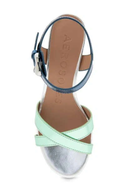Aerosoles Cinzia Block Heel Sandal In Metallic Multi Faux Leather