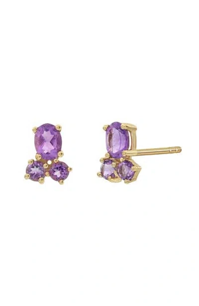 Bony Levy 14k Gold Amethyst Cluster Stud Earring In 14k Yellow Gold