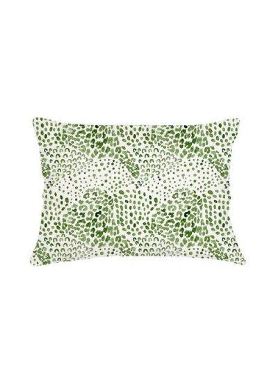 Anaya Green Cheetah Velvet Pillow With Down Alternative Insert In Green