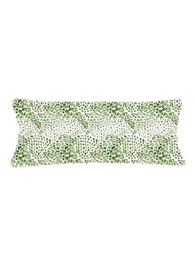 Anaya Green Cheetah Velvet Pillow With Down Alternative Insert In Green