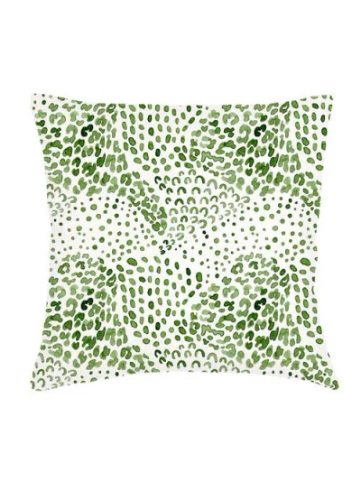 Anaya Green Cheetah Velvet Pillow With Down Alternative Insert In Green