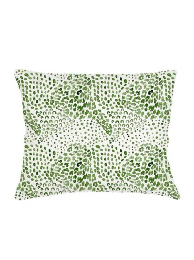 Anaya Green Cheetah Velvet Pillow With Down Alternative Insert In Green