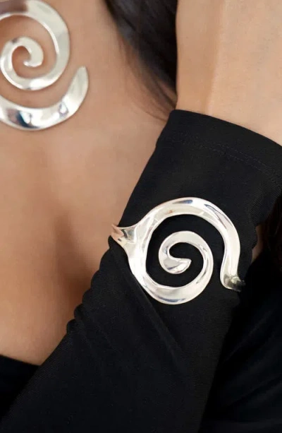 Ettika Aura Statement Cuff Bracelet In Silver