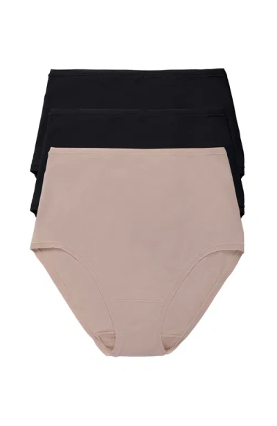 Natori Bliss Bare High Waisted Brief In Black/black/cafe