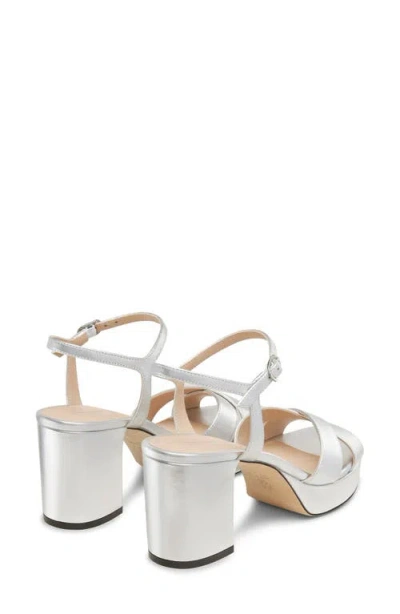 Stuart Weitzman Dayna Ankle Strap Platform Sandal In Silver
