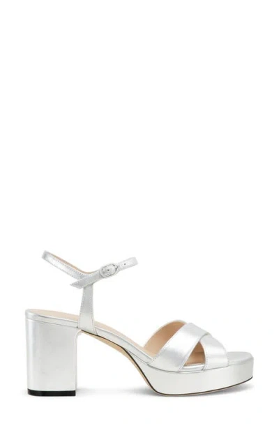 Stuart Weitzman Dayna Ankle Strap Platform Sandal In Silver