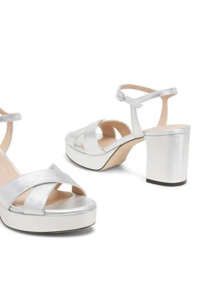 Stuart Weitzman Dayna Ankle Strap Platform Sandal In Silver