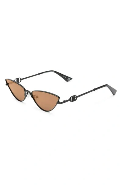 Le Specs The Soiree Slim Metal Cat-eye Sunglasses In Black