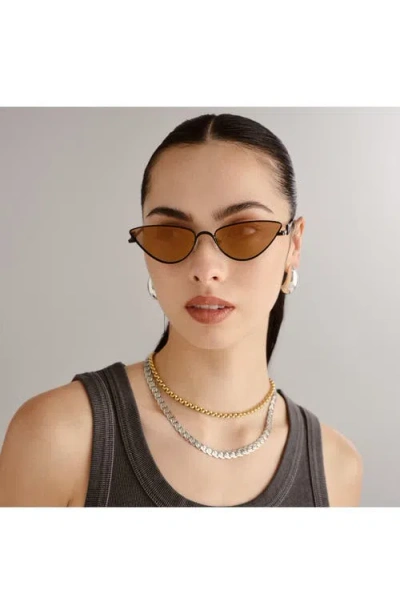 Le Specs The Soiree Slim Metal Cat-eye Sunglasses In Black