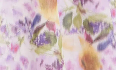 Badgley Mischka Collection Abstract Floral Long Sleeve Taffeta Mermaid Gown In Lilac Multi