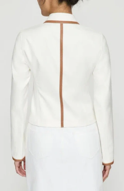 Lafayette 148 Cotton Twill Collared Zip Front Jacket In White
