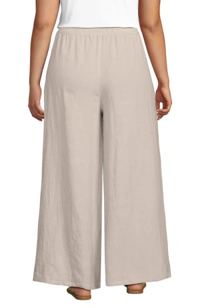 Lands' End Plus Size Linen High Rise Palazzo Pants In Champagne/linen