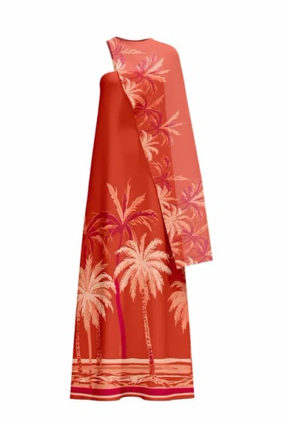 Diarrablu Printed Linen Sol Dress In Brown