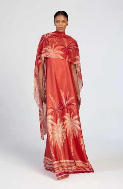Diarrablu Printed Linen Sol Dress In Brown
