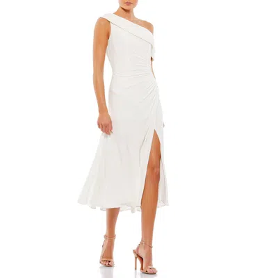 Mac Duggal 26484 Off Shoulder Tea Length Dress In White