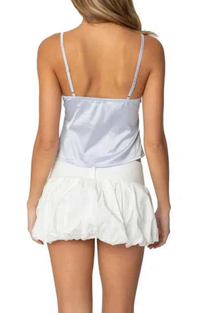 Edikted Imani Satin Effect Tank Top In Light-blue