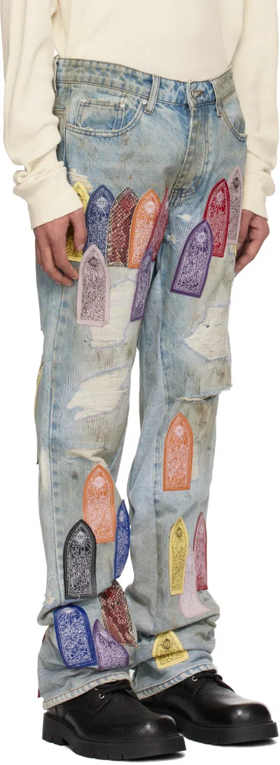 Who Decides War Patch Arched Repaired Distressed Denim In Multi