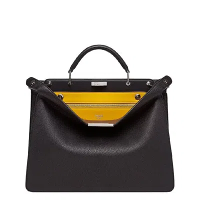 Fendi Medium Peekaboo Iseeu Logo Shoulder Bag In Black