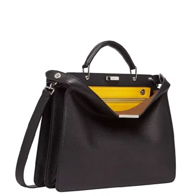 Fendi Medium Peekaboo Iseeu Logo Shoulder Bag In Black