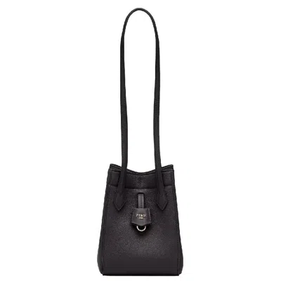 Fendi Leather Shoulder Bag With Flat Top Handles In Black