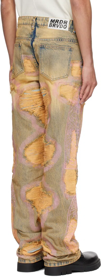 Who Decides War Orange Stud Distressed Jeans In Multi