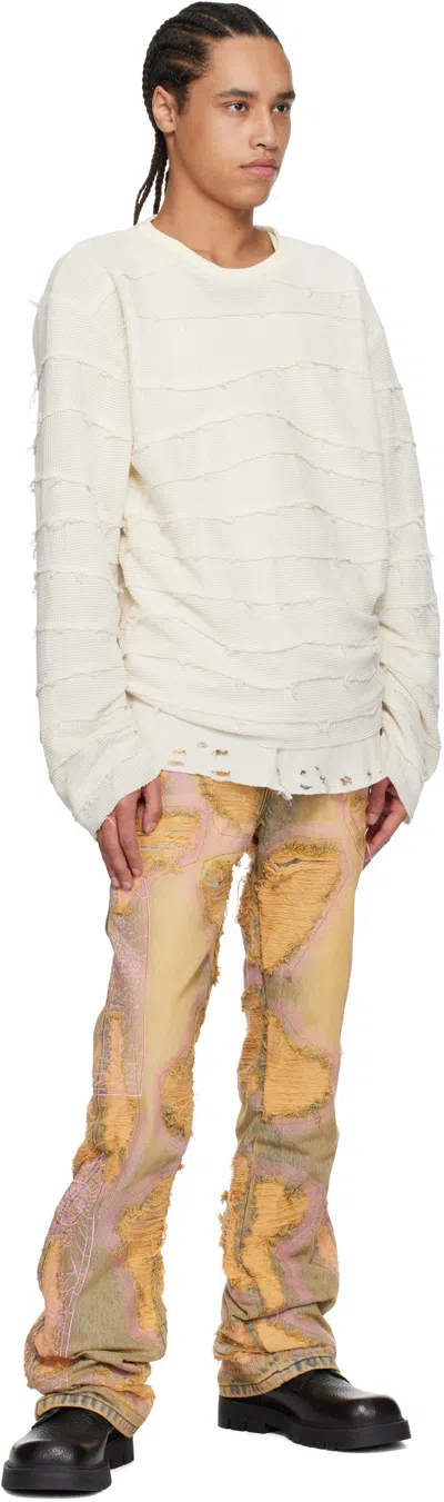 Who Decides War Orange Stud Distressed Jeans In Multi