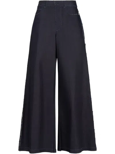 Marni Stretch Cotton Wide Leg Jeans In Unb99 Blue