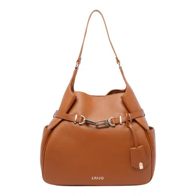 Liu •jo Adjustable Strap Hobo Tote Bag In Brown