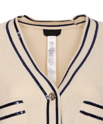 Liu •jo Liu Jo Sequins Cardigan In Beige
