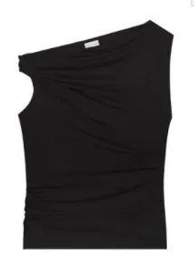 Dries Van Noten Henray Gathered Cotton Top In Black