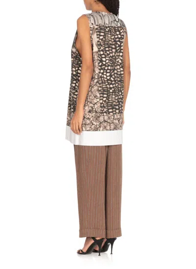 Dries Van Noten Henetta Mixed Print Cotton Tank In Beige