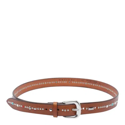Orciani Adjustable Studded Belts With Length In Brown