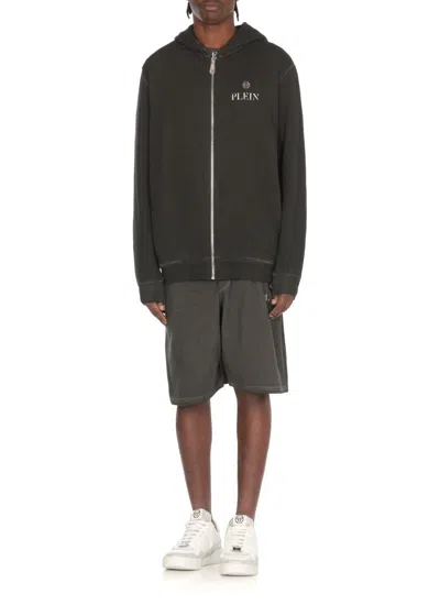 Philipp Plein Black Hoodie With Logo Print In Black