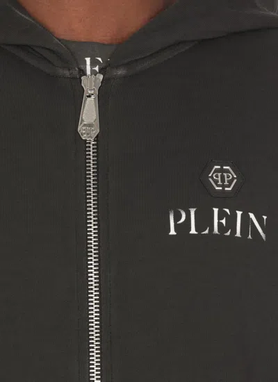 Philipp Plein Black Hoodie With Logo Print In Black