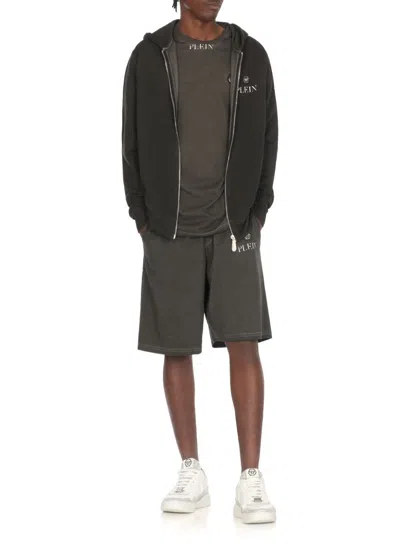Philipp Plein Black Hoodie With Logo Print In Black