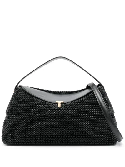 Totême Toteme T-lock Woven Leather Clutch Bag Bags In Black