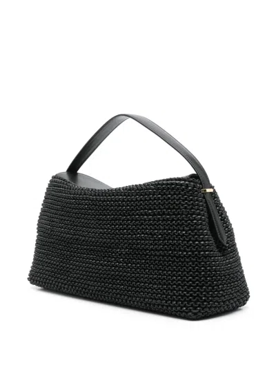 Totême Toteme T-lock Woven Leather Clutch Bag Bags In Black