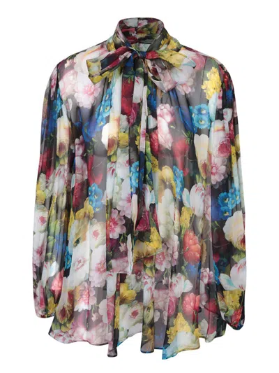 Dolce & Gabbana Floral Silk Chiffon Blouse In Multicolor
