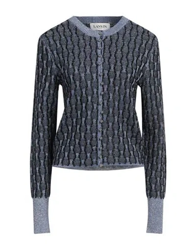 Lanvin Metallic Knitted Cardigan In Blue