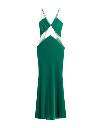 Elisabetta Franchi Red Carpet Velour Maxidress With Mesh Inserts In Green