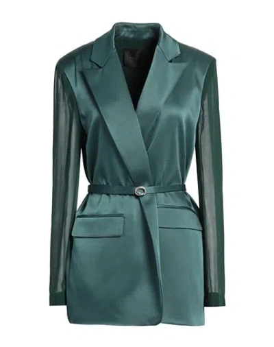 Pinko Shiny Blazer With Transparent Sleeves In Green