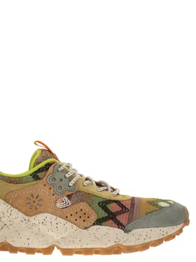 Flower Mountain Kotetsu Sneakers In Suede And Technical Fabric In Sand