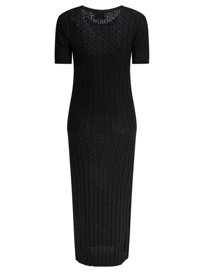 Loulou Studio Knit Texture Midi Length Short Sleeves Dress In Black