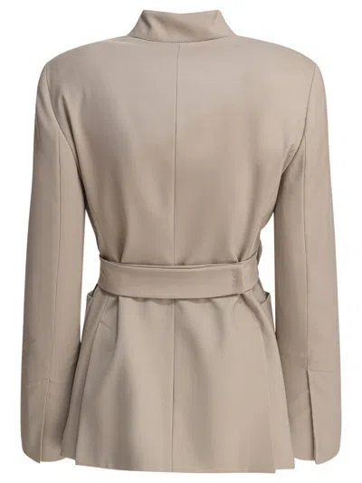Max Mara Single-breasted Blazer With Unique Wrap-style Design In Beige